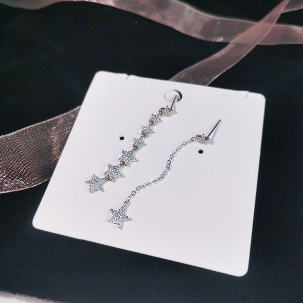 

fashion s925 sterling silver meteor tassel stud earrings for women asymmetric pentagram eardrops niche little red book recommendation wholes, Golden