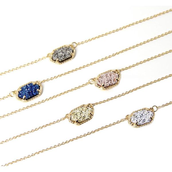 

2020 new claw choker necklace for women fashion cute quartze pendant druzy necklace jewelry, Golden;silver