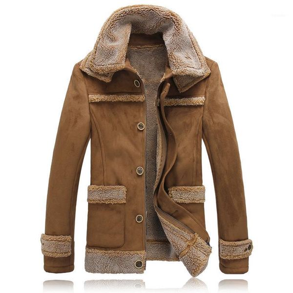 

men's fur & faux winter mens thick warm jacket fashion lapel collar slim fit outerwear male casual single breasted pocket zipper coats1, Black