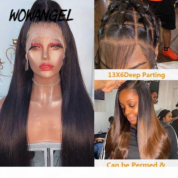 

straight 13x6 deep part lace front human hair wigs 180% pre plucked hairline brazilian human hair for black women lace wigs, Black;brown
