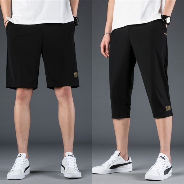 

men's casual summer thin men's elastic casual pants sports pantswaist straight tube youth fashion elastic ice silk sports pants sq, Blue
