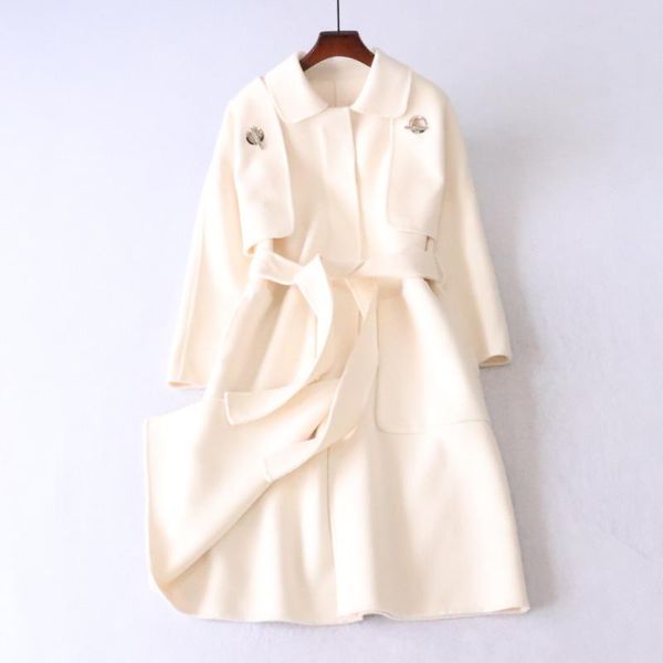 

2021 three wear a garment new winter double-sided wool coat two-piece ma3 jia3 female long fur coat, Black