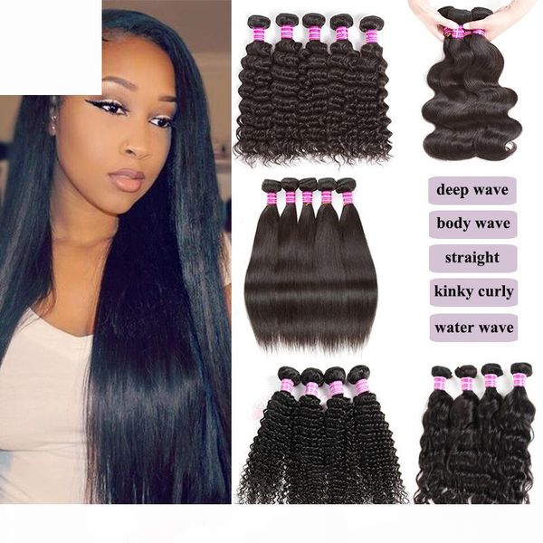 

sample hair 8a unprocessed virgin brazilian hair peruvian body straight deep water curly human hair weaves bundles 1 or 5 pieces 10-40inches, Black