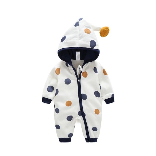 

baby product jumpsuit baby girl long sleeve dot hooded autumn winter zipper warm baby romper jumpsuit outfit clothes children costume toddle, Blue