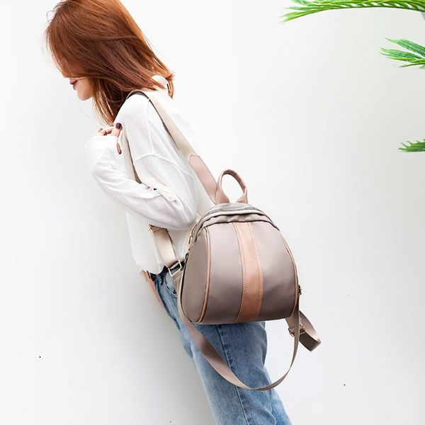 

women backpack solid color soft leather dual-use personality simple student backpack interior zipper pocket ladies shell bags