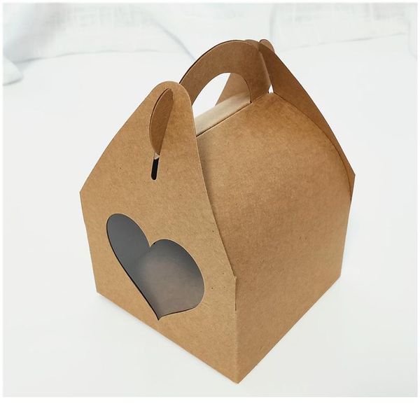 

20 шт. / лот большой kraft paper подарочная коробка с ручкой свадебный день рождения белый картон корпус корпус черный кекс коробка для pack