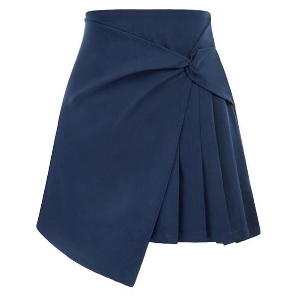 

skirts women irregular hem skirt twist-knot decorated asymmetric pleated hidden zipper in the back, Black