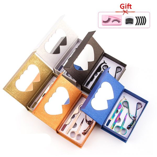 

4pcs per set false eyelash curler gift box packing stainless steel eyebrow tweezer makeup kit