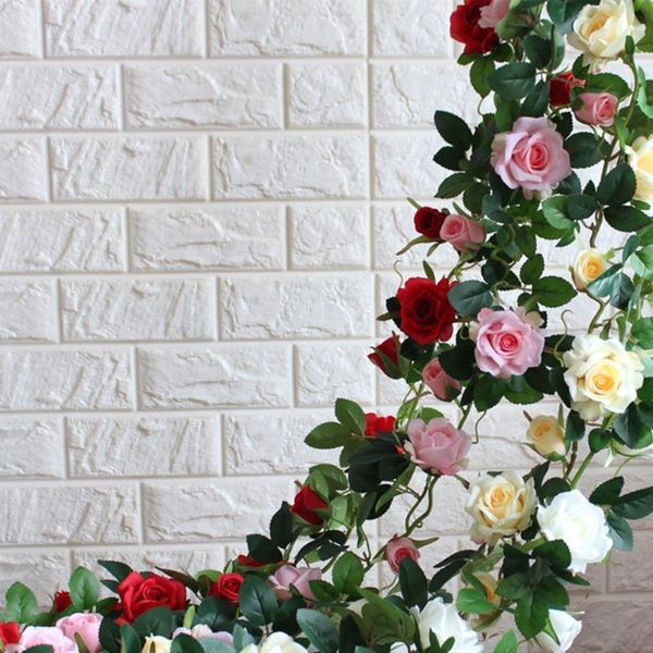 

2.2m artificial flower string garlands wedding 16 heads rose vines rattan for valentine's day home party balcony1