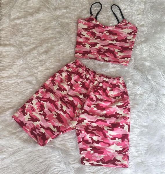 

2019 summer pink camouflage short pant and crop women casual 2 piece set plus size strapless two piece set outfit tracksuit, Gray