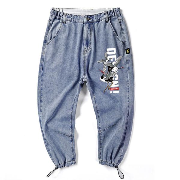 

new jeans denim loose print fashion men daily high-quality jeans large size 28-48 casual brand big all season, Blue