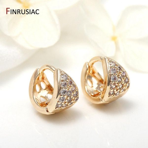 

fashion small size gold plated zircon hoop earrings for women girls jewelry accessories wholesale, Golden;silver