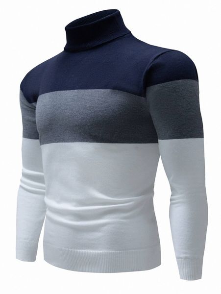 

men color block high neck sweater d3lv#, White;black
