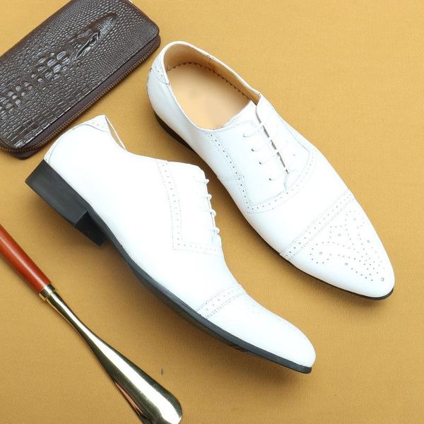 

qyfcioufu white men leather shoes business dress suit shoes men brand bullock genuine leather black laces wedding mens