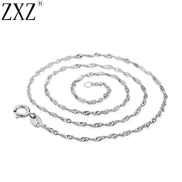 

zxz 1 piece 1.5mm water wave chain necklace for women jewelry 18, Silver