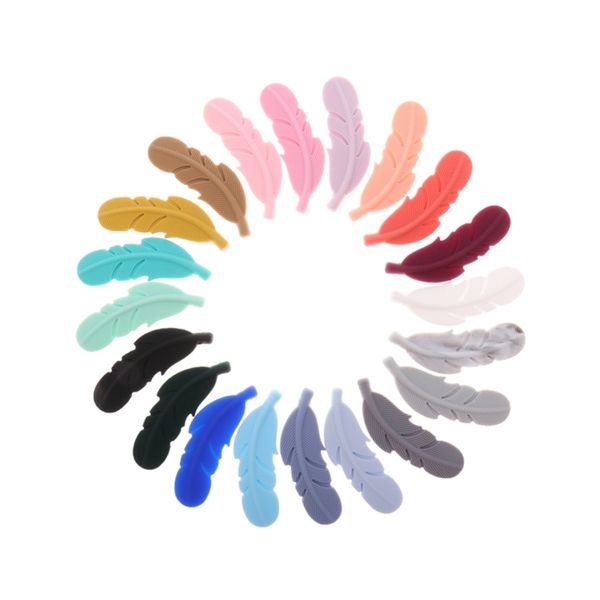 

atob 30pcs silicone bite beads feather a teether diy necklace baby rodent nursing pendant chewing 220209