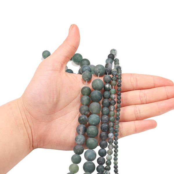

1strand lot 4 12mm natural matte aquatic green stone dull polish round loose spacer beads for jewelry makings supplies wholesale h bbyjik