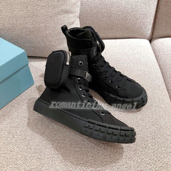 

new style ladies short boots and ankle nylon pocket black boots platform shoes wear-resistant rubber high-platform shoes with box, Black;red