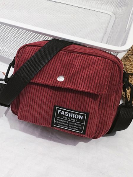 

fashion women corduroy shoulder bag square single shoulder messenger bag phone small crossbody bags, Black;red