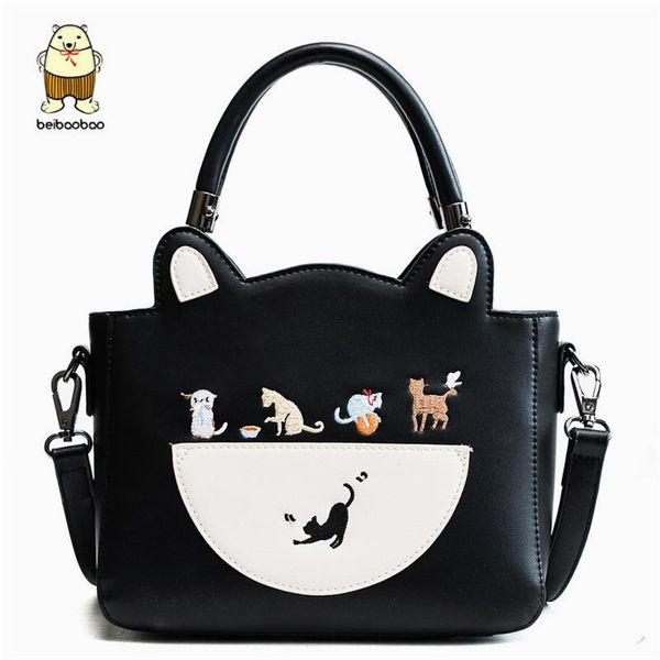

beibaobao brand female large capacity handbag cat image designer cartoon printed crossbody bags women shoulder bag for shopping