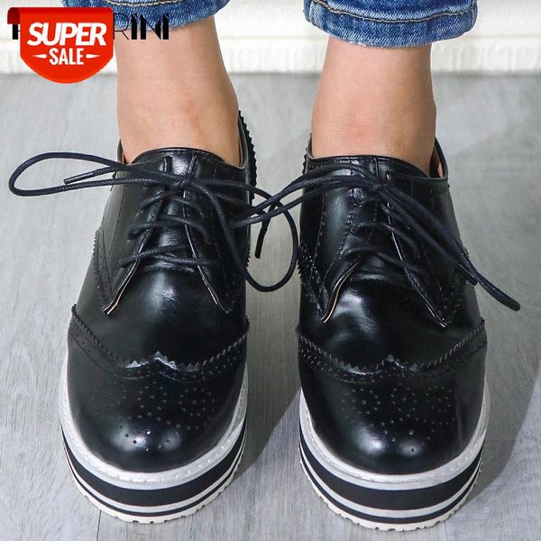

ribetrini retro female round toe lace up wedges platform vulcanize shoes brogue women sneakers spring fashion sneakers #wm0r