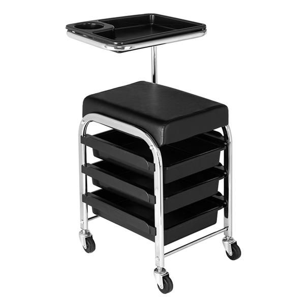 

mobile nail pedicure beauty salon trolley chair stool black ship from us drop shipping