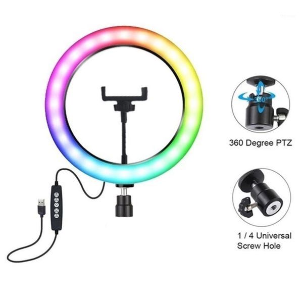 

ring light rgb led dimmable selfie video studio fill makeup lamp with tripod phone holder for youtube vlog p camera1