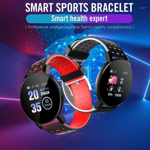 

silicone smart waterproof watch bracelet touching screen sports pedometer heart rate wristband with two-color strap h-be1