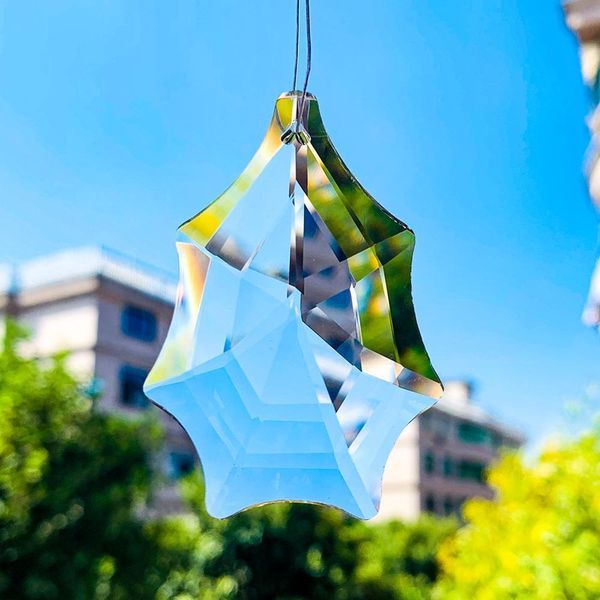 

2 5pcs 65mm clear crystal spider web shaped prism faceted cut pendants sun catcher for chandelier lamp lighting jewelry project h jllabx