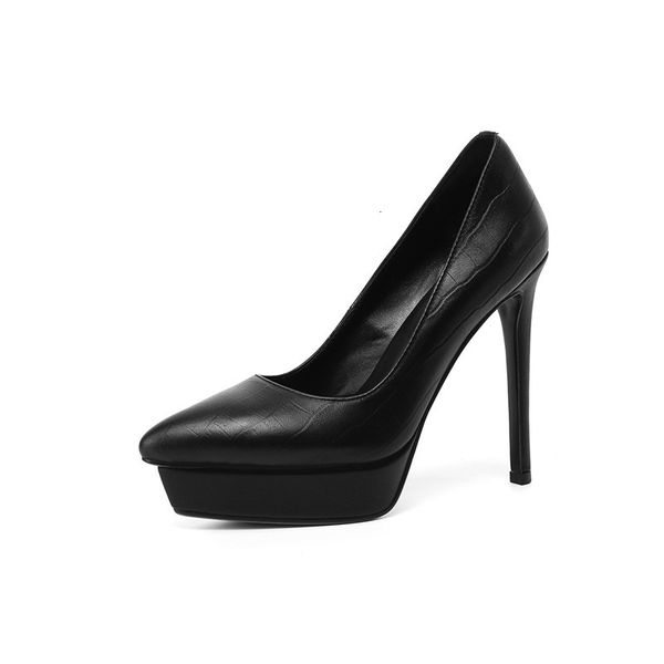 

new arrival 2021 genuine wear high heels wedding shoes elegant ladies pumps 1 w44s, Black