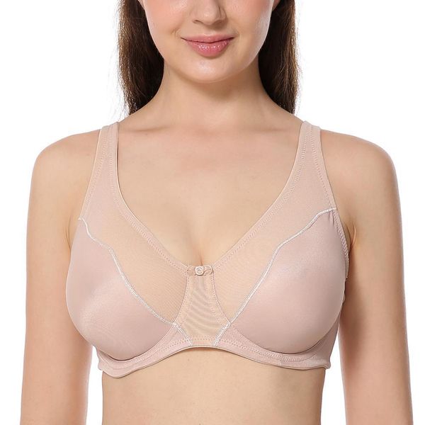 

la isla plus size women's v-neck full coverage non padded underwire minimizer bra 34-42 c d dd e f y19070201, Red;black