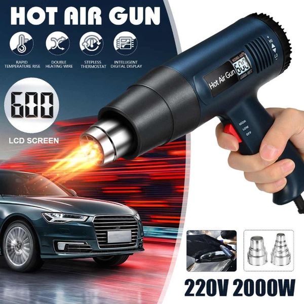 

2000w 220v electric air guns industrial dual temperature-controlled building hair dryer temperature heat guns wih 2 nozzles