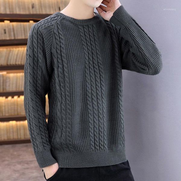 

2021 new autumn winter men korea style solid color jumper casual fashion hiver pullover male o-neck knitted sweaters d1961, White;black