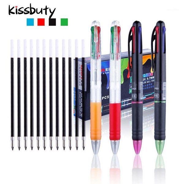 

13/24pcs/set ballpoint pen multicolored pen 0.7mm gel black/red/green/blue ink refill rod school office writing stationary1, Blue;orange