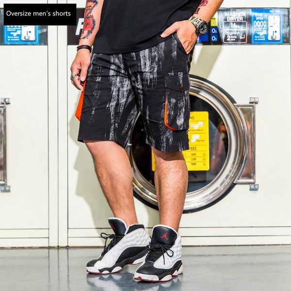 

men's shorts oversize camouflage clothing 2021 fat guy casual pants multi-pocket straight loose cotton for men 7xl, White;black