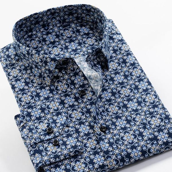 

men's casual shirts xxl-10xl large size loose shirt 2021 spring classic brand flower pattern printing fashion long-sleeved, White;black