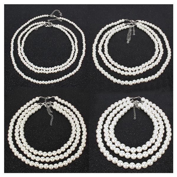 

simple pearl female classic handmade beaded short necklace versatile dress accessories, Silver