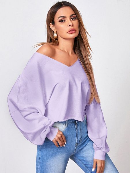

drop shoulder raw hem pullover n9qp#, White;black