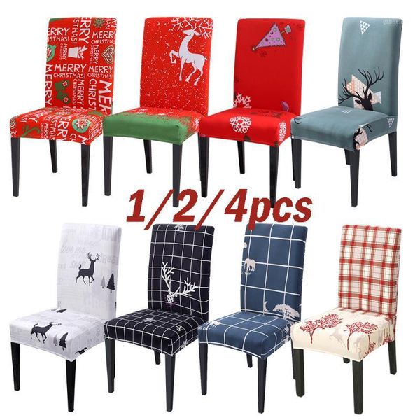 

1/2/4pcs removable polyester stretch chair covers christmas decor chair cover seat slipcovers for dining room christmas banquet1