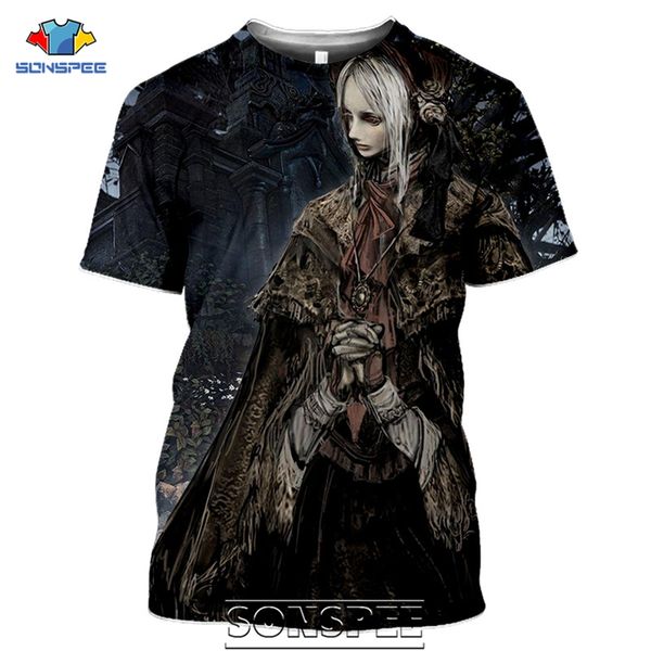 

bloodborne lady maria darkness anime horror game 3d mens homme 3d print shirts horror graphic hentai men clothing