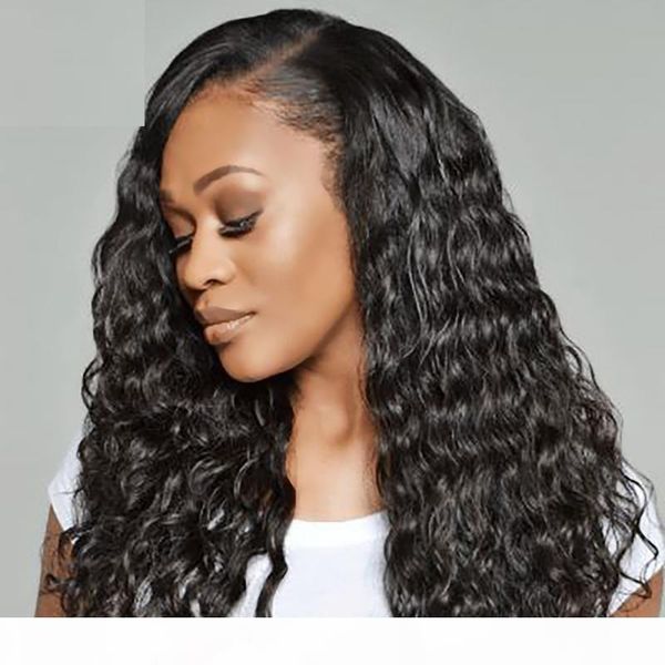 

парик волос hd прозрачный lace deep завитые human pre щипковых virgin бразильский glueless глубокая волна полный парики шнурка для чернокожи, Black;brown