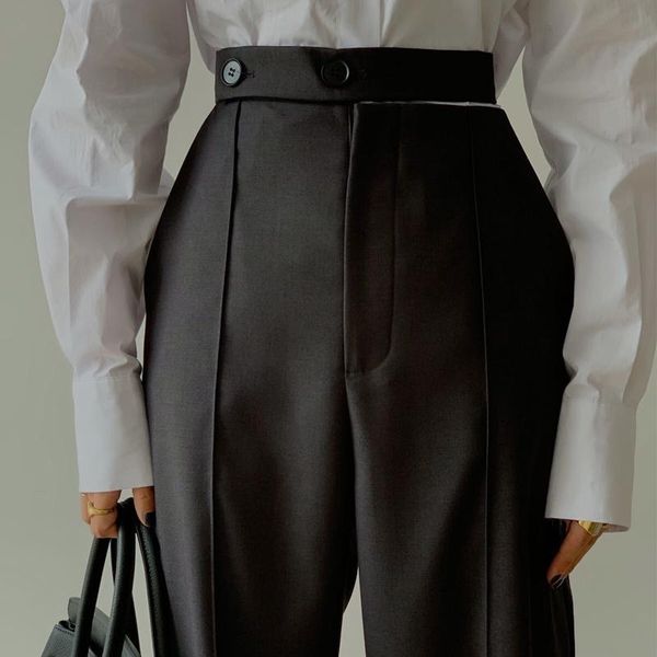 

spring and autumn female casual pants loose solid color waist belt decoration pants, Black;white