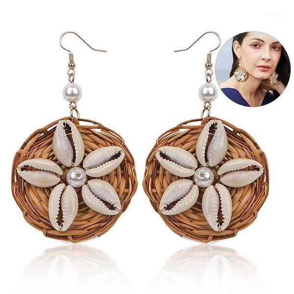 

bohemian statement 2020 new women's earrings fashion rattan shell pearl charm dangle earrings drop for summer beach1, Silver