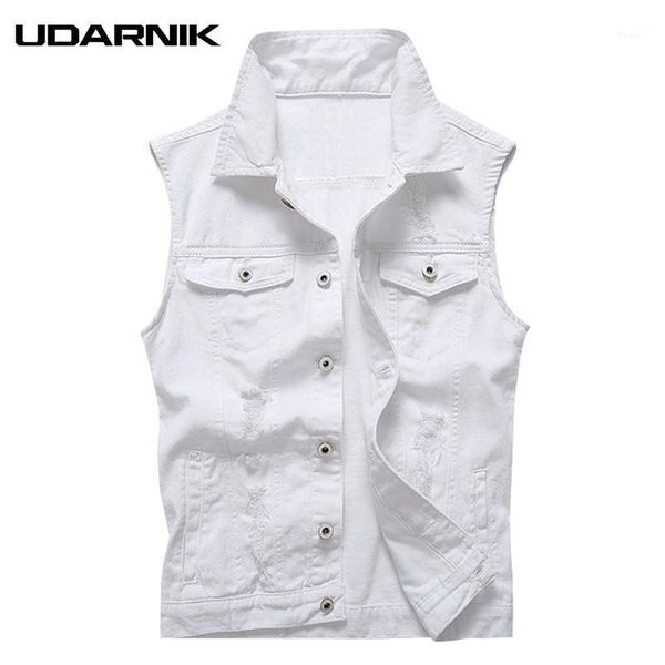 

men white denim vest turn-down collar cotton sleeveless jacket slim casual gilet waistcoat summer clothes fashion 903-a6631, Black;white