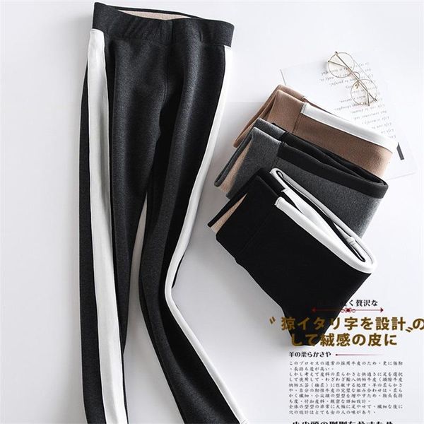 

new autumn winter chashmere leggings women's stripr sweatpants japanese thin little leggings womens fashion, Black;white