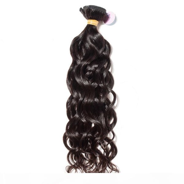 

10a unprocessed raw virgin human hair water wave wet and wavy brazilian peruvian indian malaysian hair weave natural color can bleach, Black