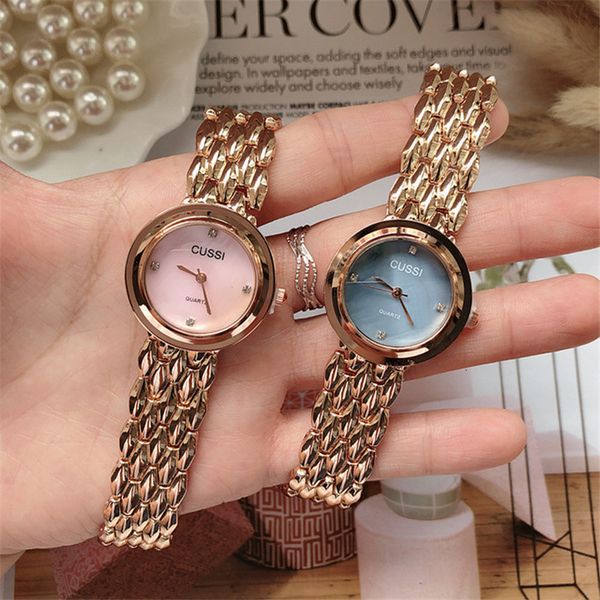 

2019 cussi women's watch rose gold brand luxury ladies bracelet watches women quartz wristwatch relogio feminino femme clock y1220, Silver