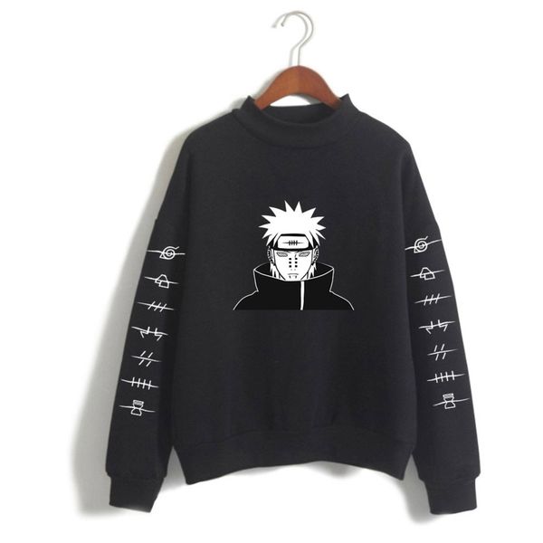 

women men turtleneck hoodie sweatshirt japan anime naruto teenage boys girls cosplay costume fleece cotton streetwear tra c0127, Black