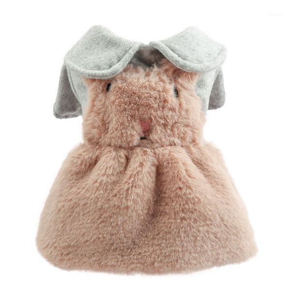 

dog apparel clothes plush tweed dress autumn winter warm cute teddy girl dresses xs s m l xl1
