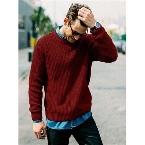 

man solid color knitting sweaters fashion trend long sleeve round neck pullover sweater male spring new loose casual couple bottoming, White;black